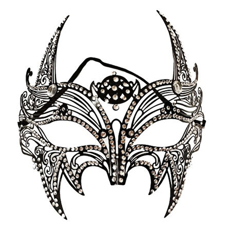 Büro Ev Ofis Etkinlik Balo Kostümü için Siyah Lazer Kesim Kristal Taşlı Metal Maske