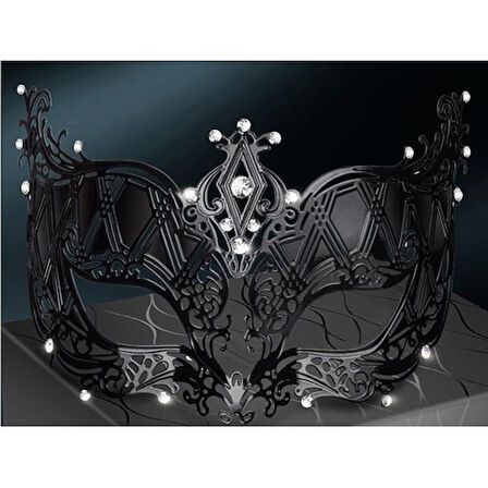 Büro Ev Ofis Etkinlik Gösteri Balo Kostümü için Siyah Metal Kristal Silver Taşlı Maske