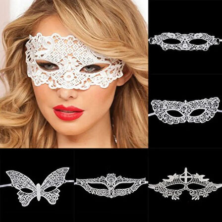 Büro Ev Ofis Etkinlik Gösteri Balo Kostüm için Beyaz Dantel Kesim Maske