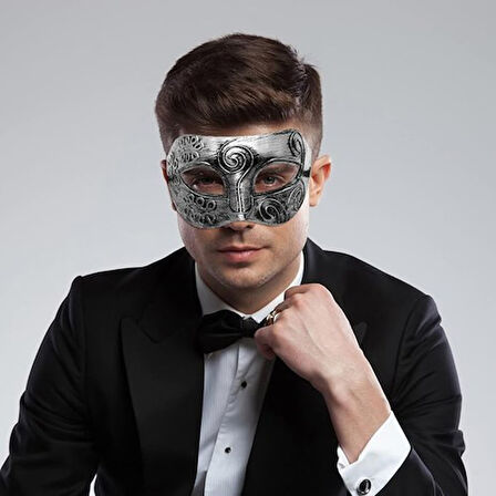 Büro Ev Ofis Etkinlik Gösteri Balo Kostümü için Silver Antik Tarz Maske