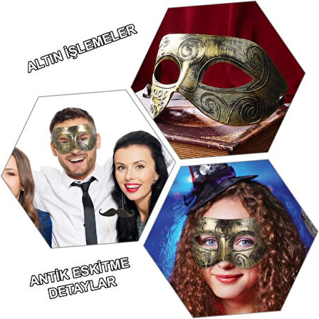 Büro Ev Ofis Etkinlik Gösteri Balo Kostüm Maskesi için Antik Tarz Maske