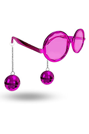 Büro Ev Ofis Etkinlik Kostüm Gözlüğü için Disko Toplu Küpeli Pembe Gözlük