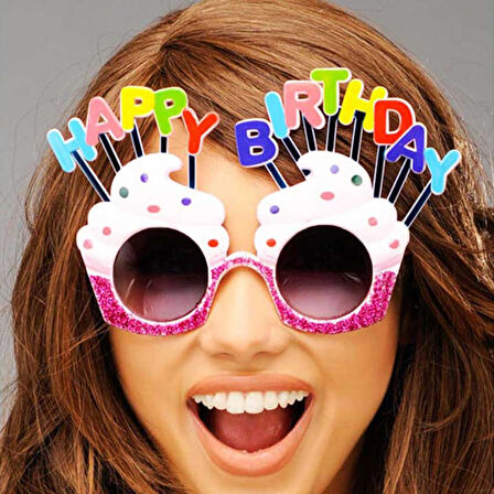 Büro Ev Ofis Gösteri Kostüm Gözlüğü için 12x7CM Beyaz Fuşya Happy Birthday Gözlük