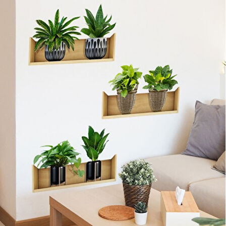 Büro Ev Ofis Yazlık Bahçe için 20x30CM Raflı Bitki Tasarımlı Yapışkanlı Duvar Sticker