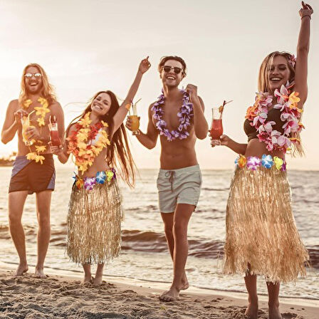 Büro Ev Ofis Gösteri Hawaii Hula Kostüm Eteği için 60CM Doğal Hasır Etek