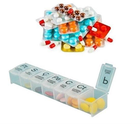 Büro Ev Ofis Mutfağı için 7BÖLME Haftalık Günlük Plan İlaç Saklama Kutusu