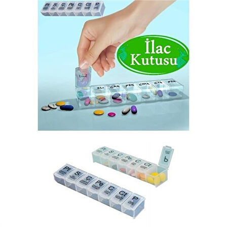 Büro Ev Ofis Mutfağı için 7BÖLME Haftalık Günlük Plan İlaç Saklama Kutusu