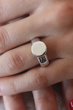 Zarif Kadın için Silver Metal Daire Yüzük