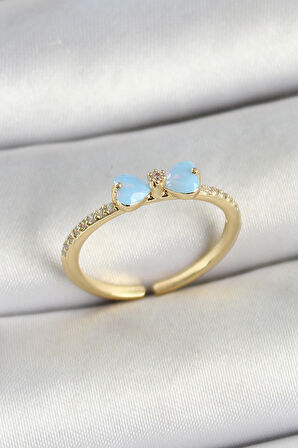 Zarif Kadın için Golden Pirinç Ayarlanır Fiyonk Tasarım Zirkonlu Yüzük