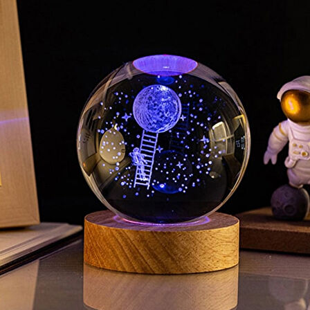Büro Ev Ofis Hediyesi için Aya Çıkan Astronot Stil Led Işıklı Cam Küre