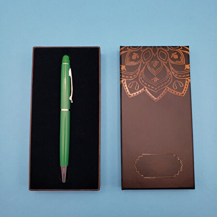 Büro Ev Ofis Hediyesi için Mandala Kutulu Yeşil Touchpen Kalem