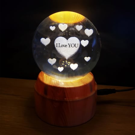 Büro Ev Ofis Dekoru için I Love You Stil Kalpli Dönen Kristal Cam Küre