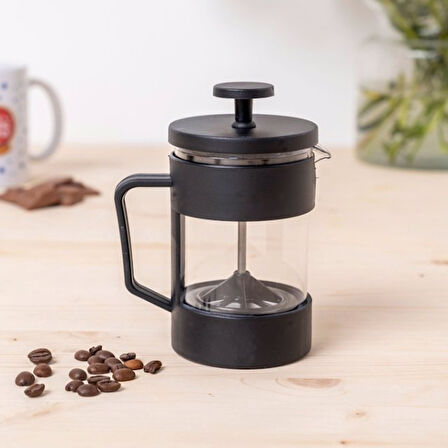 Büro Ev Ofis Çay Keyfi için 350ML Siyah Cam French Press Stil Çay Aparatı