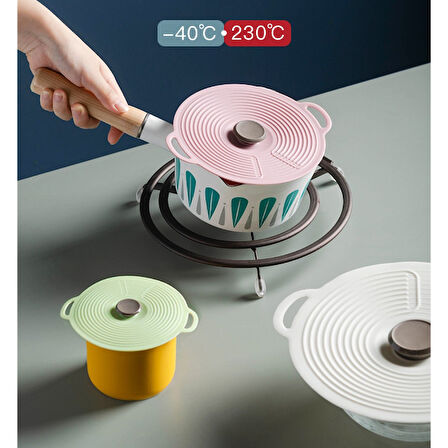 Büro Ev Ofis Mutfağı için 3'lü Vakumlu Silikon Kapak Seti