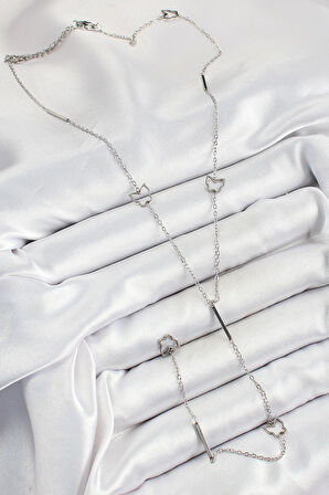 Zarif Kadın için Silver Çelik Zirkonlu Yıldız Stil Y Tip Kolye