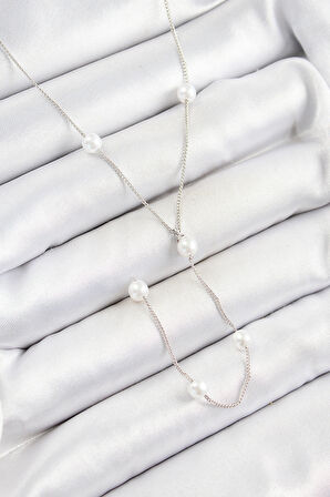 Zarif Kadın için Silver Çelik Zirkonlu İncili Stil Y Tip Kolye