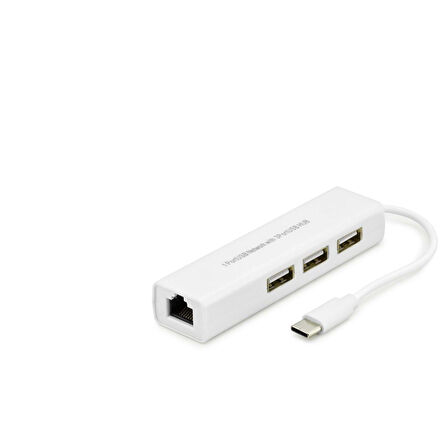 Büro Ev Ofis Network Bağlantısı için Beyaz 3 Type-C LAN Girişli Combo Mac Hub
