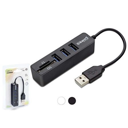 Büro Ev Ofis Network Bağlantısı için Siyah 3USB SD TF Girişli Combo Hub