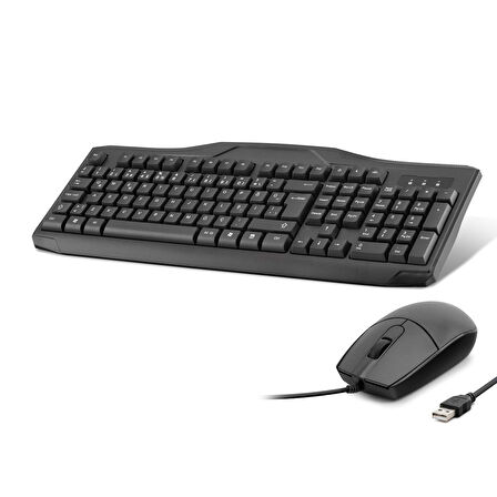 Büro Ev Ofis Bilgisayarı için Siyah Q Kablolu Klavye Mouse Seti