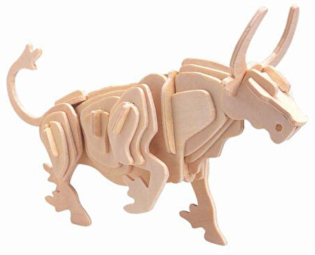 Büro Ev Ofis Çocuk Hediyesi için 3D Ahşap Boğa Motifli Yapboz Puzzle