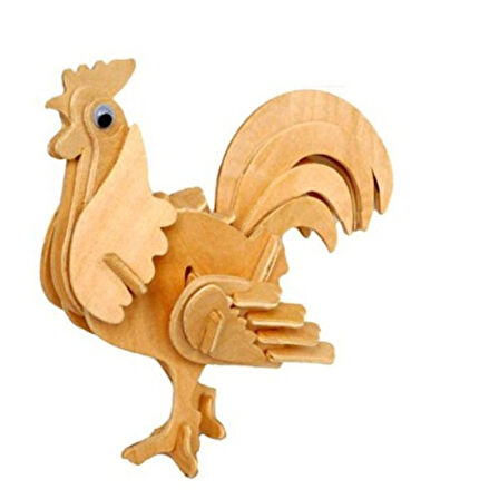 Büro Ev Ofis Çocuk Hediyesi için 3D Ahşap Horoz Motifli Yapboz Puzzle