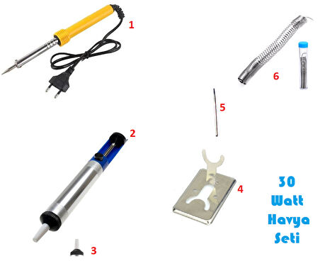Büro Ev Ofis Hobi İş Atölyesi için 6PARÇA Lehimleme 30W Havya Lehim Seti