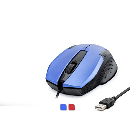 Büro Ev Ofis Bilgisayarı için 140CM 800DPI Mavi Kırmızı Kablolu Mouse