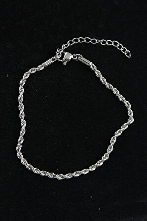 Bakımlı Erkek için Silver Çelik Burgu Tasarımlı Bileklik