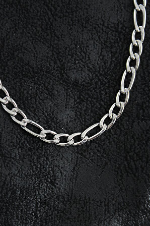 Bakımlı Erkek için Silver Çelik Kalın Figaro Zincir Stil Kolye