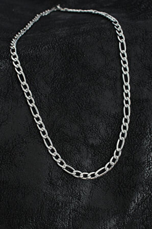 Bakımlı Erkek için Silver Çelik Kalın Figaro Zincir Stil Kolye