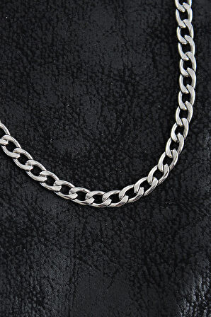 Bakımlı Erkek için Silver Çelik Kalın Klasik Zincir Stil Kolye