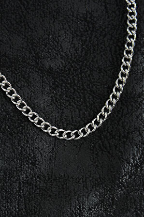 Bakımlı Erkek için Silver Çelik Klasik Oval Zinci Stil Kolye