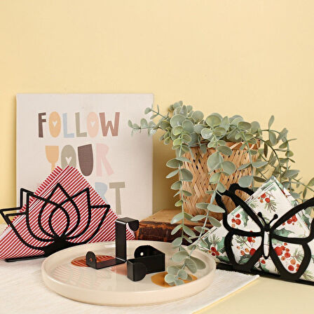 Büro Ev Ofis Mutfak Düzeni için Siyah Metal Peçetelik