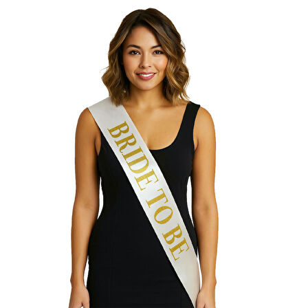 Büro Ev Ofis Etkinliği için Beyaz Üstü Golden Bride To Be Yazılı Saten Bekarlığa Veda Kuşağı