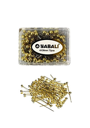 Büro Ev Ofis Hobi Dikiş Atölyesi için 72ADET 4x38MM Golden Toplu İğne Seti
