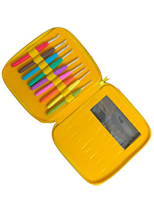 Büro Ev Ofis Hobi Dikiş Atölyesi için 9BOY Renkli Fermuarlı Yün Tığ Seti