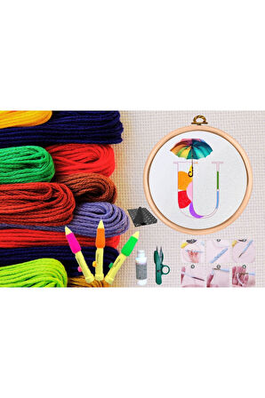 Büro Ev Ofis Hobi Dikiş Atölyesi için No93 Kasnaklı Kendin Yap Punck Nakış Seti