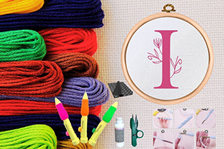 Büro Ev Ofis Hobi Dikiş Atölyesi için No72 Kasnaklı Kendin Yap Punck Nakış Seti