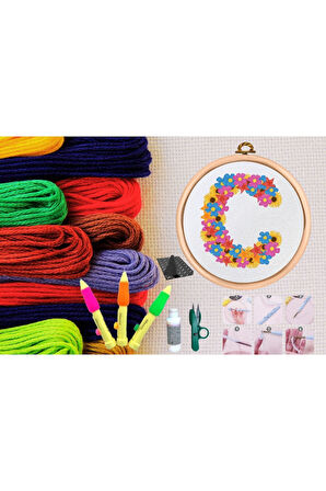 Büro Ev Ofis Hobi Dikiş Atölyesi için No62 Kasnaklı Kendin Yap Punck Nakış Seti