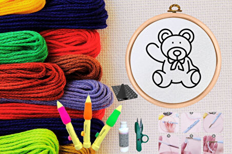 Büro Ev Ofis Hobi Dikiş Atölyesi için No51 Kasnaklı Kendin Yap Punck Nakış Seti