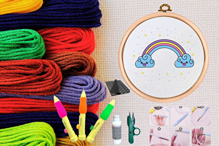 Büro Ev Ofis Hobi Dikiş Atölyesi için No47 Kasnaklı Kendin Yap Punck Nakış Seti