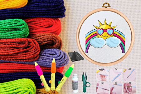 Büro Ev Ofis Hobi Dikiş Atölyesi için No46 Kasnaklı Kendin Yap Punck Nakış Seti