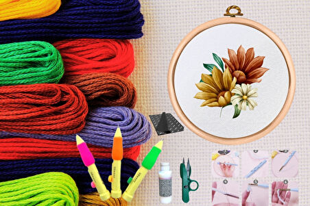 Büro Ev Ofis Hobi Dikiş Atölyesi için No40 Kasnaklı Kendin Yap Punck Nakış Seti