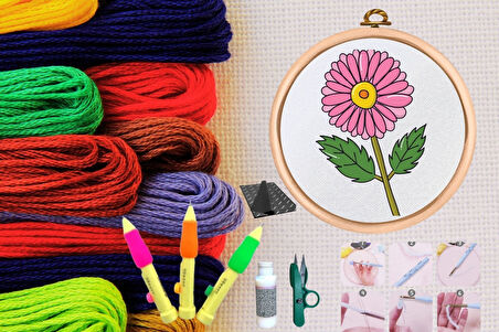 Büro Ev Ofis Hobi Dikiş Atölyesi için No35 Kasnaklı Kendin Yap Punck Nakış Seti