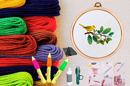 Büro Ev Ofis Hobi Dikiş Atölyesi için No31 Kasnaklı Kendin Yap Punck Nakış Seti