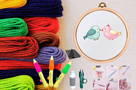 Büro Ev Ofis Hobi Dikiş Atölyesi için No29 Kasnaklı Kendin Yap Punck Nakış Seti