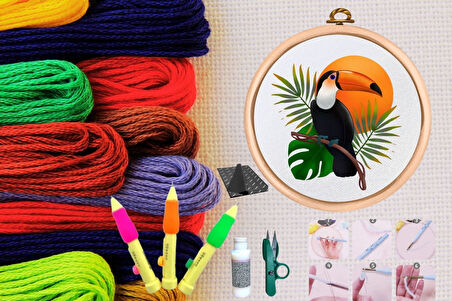 Büro Ev Ofis Hobi Dikiş Atölyesi için No22 Kasnaklı Kendin Yap Punck Nakış Seti