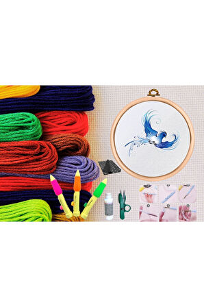 Büro Ev Ofis Hobi Dikiş Atölyesi için No19 Kasnaklı Kendin Yap Punck Nakış Seti