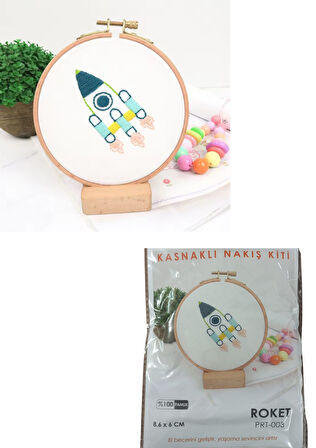 Büro Ev Ofis Hobi Dikiş Atölyesi için 8,6X6CM Roket Stil Kasnaklı Nakış Kiti