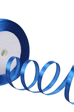 Büro Ev Ofis Hobi Dikiş Atölyesi için 10MT 6MM Petrol Mavisi Saten Kurdele